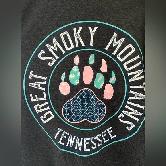 Great Smoky Mountains Tennessee Bear Print Logo Short Sleeve T Shirt - Picture 5 of 5